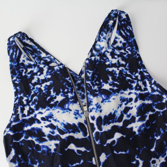 Intermix womens dress sz S silk zipper front high low maxi cross back blue - Picture 6 of 9